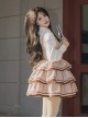 Souvenir Album Series Fashion Spring Khaki Preppy Style School Lolita Coat Breast Supporting Three-Section Cake Skirt Set