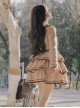 Souvenir Album Series Fashion Spring Khaki Preppy Style School Lolita Coat Breast Supporting Three-Section Cake Skirt Set