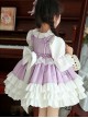 Spring Light Purple Bowknot Ruffles Cartoon Girl Kid Sweet Lolita Round Neck Puff Sleeves Princess Dress