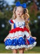 High Saturation Red Blue White Contrast Color Ruffles Polka Dots 3D White Rabbit Kid Sweet Lolita Sleeveless Lantern Dress