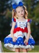 High Saturation Red Blue White Contrast Color Ruffles Polka Dots 3D White Rabbit Kid Sweet Lolita Sleeveless Lantern Dress