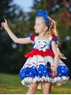 High Saturation Red Blue White Contrast Color Ruffles Polka Dots 3D White Rabbit Kid Sweet Lolita Sleeveless Lantern Dress