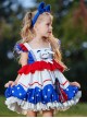 High Saturation Red Blue White Contrast Color Ruffles Polka Dots 3D White Rabbit Kid Sweet Lolita Sleeveless Lantern Dress