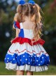 High Saturation Red Blue White Contrast Color Ruffles Polka Dots 3D White Rabbit Kid Sweet Lolita Sleeveless Lantern Dress