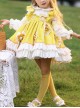 Daisy Yellow Asymmetrical 3D Flower Decoration Round Neck Vitality Sweet Lolita Kid Cute Fluffy Princess Dress