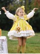 Daisy Yellow Asymmetrical 3D Flower Decoration Round Neck Vitality Sweet Lolita Kid Cute Fluffy Princess Dress