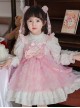 Dreamy Rose Pink Bowknot Mesh Yarn Bowknot Wings Sweet Lolita Princess Style Kid Long Sleeves Girl Dress