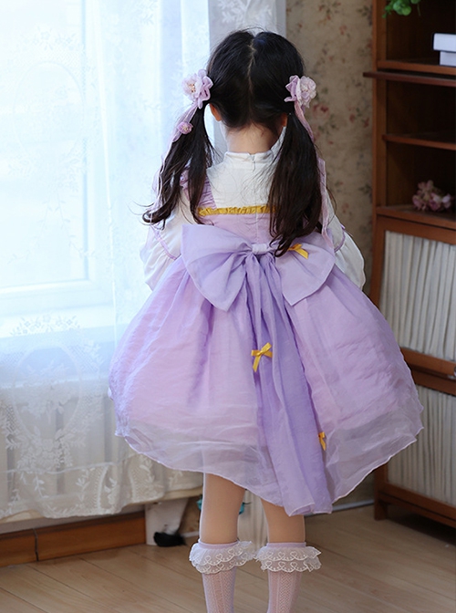 Light Purple Chinese Knot Antiquity Bunny Han Element Tang Style Junior Sister Sweet Lolita Kid Lantern Sleeves Dress