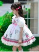 Retro Court Flowers Leaf Square Collar Elegant White Lace Ruffles Classic Lolita Kid Puff Sleeves Girl Dress