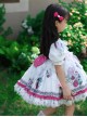 Retro Court Flowers Leaf Square Collar Elegant White Lace Ruffles Classic Lolita Kid Puff Sleeves Girl Dress