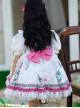 Retro Court Flowers Leaf Square Collar Elegant White Lace Ruffles Classic Lolita Kid Puff Sleeves Girl Dress