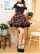 Chinese Style Northeast Big Flower Beautiful Black Bowknot Exquisite Mesh Yarn Classic Lolita Puff Sleeves Slip Dress