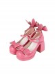 Miss Rabbit Series Bunny Ears Bowknot Round Head Cute Fairy Tale Style Sweet Lolita Chunky High Heels Shoes