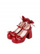 Miss Rabbit Series Bunny Ears Bowknot Round Head Cute Fairy Tale Style Sweet Lolita Chunky High Heels Shoes