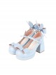 Miss Rabbit Series Bunny Ears Bowknot Round Head Cute Fairy Tale Style Sweet Lolita Chunky High Heels Shoes