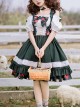 Kirino Forest Series Chinese Style Dark Green Northeast Big Flower Pastoral Style Classic Lolita Puff Sleeves Dress