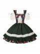 Kirino Forest Series Chinese Style Dark Green Northeast Big Flower Pastoral Style Classic Lolita Puff Sleeves Dress