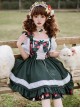 Kirino Forest Series Chinese Style Dark Green Northeast Big Flower Pastoral Style Classic Lolita Puff Sleeves Dress