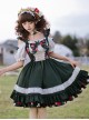 Kirino Forest Series Chinese Style Dark Green Northeast Big Flower Pastoral Style Classic Lolita Puff Sleeves Dress