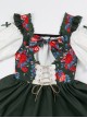 Kirino Forest Series Chinese Style Dark Green Northeast Big Flower Pastoral Style Classic Lolita Puff Sleeves Dress