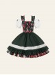 Kirino Forest Series Chinese Style Dark Green Northeast Big Flower Pastoral Style Classic Lolita Puff Sleeves Dress