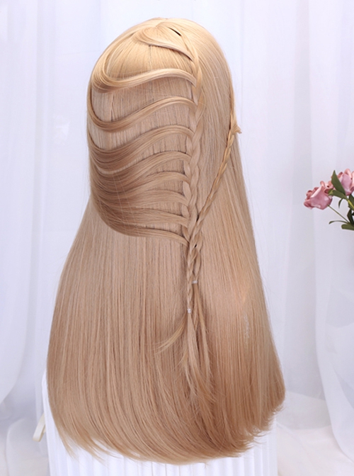 Japanese Style Gentle Flat Bangs Daily Versatile Commute Supple Long Straight Hair Classic Lolita Full Head Wig