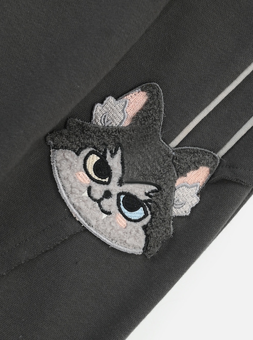 Sheep Love Wolf Series Kawaii Fashion Cute Casual Sports Style Gray Wolf Elastic Cord Wide Leg Trousers Loose Sweatpants