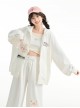 Sheep Love Wolf Series White Plush Lamb Kawaii Fashion Simple Daily Commute Versatile Loose Sport Hooded Coat