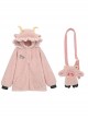 Cute Girl Cartoon Pink Sheep Lambswool Soft Kawaii Fashion Crossbody Bag Loose 3D Sheep Horn Ears Hooded Warm Coat Hoodie Set