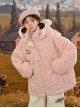 Cute Girl Cartoon Pink Sheep Lambswool Soft Kawaii Fashion Crossbody Bag Loose 3D Sheep Horn Ears Hooded Warm Coat Hoodie Set