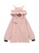 Cute Girl Cartoon Pink Sheep Lambswool Soft Kawaii Fashion Crossbody Bag Loose 3D Sheep Horn Ears Hooded Warm Coat Hoodie Set