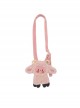 Cute Girl Cartoon Pink Sheep Lambswool Soft Kawaii Fashion Crossbody Bag Loose 3D Sheep Horn Ears Hooded Warm Coat Hoodie Set