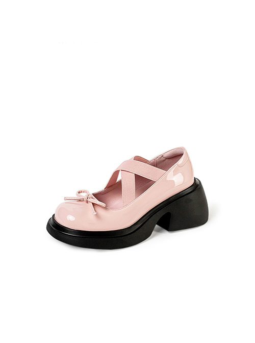 Princess Windsor Series Ballet College Style Cross Straps Sweet Lolita Thick Sole Mary Jane Leather Shoes