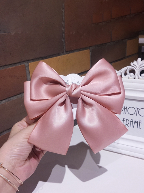 Versatile Temperament Delicate Satin Socialite Princess Style Sweet Lolita Handmade Big Bowknot Hairpin