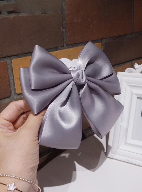 Versatile Temperament Delicate Satin Socialite Princess Style Sweet Lolita Handmade Big Bowknot Hairpin