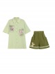 Prince Journey Series Mint Green Cool Seaside Casual Vacation Style Kawaii Fashion Loose Polo Shirt Short Pants Set