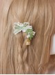Mori Girl Style Forest Tree Leaf Birdcage Lace Matcha Green Ribbon Bowknot Aesthetic Classic Lolita Hairpin