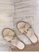 Korean Style Apricot Cross Straps Mature Temperament Socialite Lolita Comfortable Flat Shoes Beach Sandals Slippers