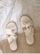Korean Style Apricot Cross Straps Mature Temperament Socialite Lolita Comfortable Flat Shoes Beach Sandals Slippers