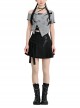 Bamboo Shadow Frost Series Black Gray Classic New Chinese Style Irregular Design Kawaii Fashion T Shirt Skirt Two Piece Set