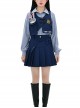 College Style Judy Rabbit Officer Royal Blue Daily Versatile Asymmetrical Design Kawaii Fashion Short Skirt Uniform Vest Set