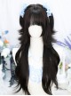 Lily Series Simulated Integrated Natural Black Long Curly Hair Blue Highlights Sweet Lolita Jellyfish Head Full Head Wig