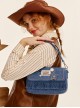 Cowboy Series Stylish Retro Girly Denim Button Patch Shoulder Tassel Crossbody Armpit Bag Kawaii Fashion Handbag