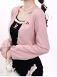 Spring Bunny Sweet Girl Pure Desire Embroidered Versatile Kawaii Fashion V Neckline Long Sleeves Cardigan