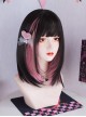 Black Pink Landmine Harajuku Style Cute Girl Cool Straight Hair Flat Bangs Kawaii Sweet Lolita Full Head Wig