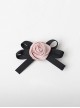 Simple Daily Fashionable Black Pink Ribbon Bowknot Artificial Rose Soft Girl Cool Sweet Lolita Hairpin
