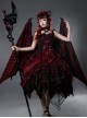 Gorgeous Noble Elegant Rights Power Ruby Rose Dark Gothic Lolita Demon Western Black Dragon Long Staff