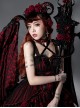 Gorgeous Noble Elegant Rights Power Ruby Rose Dark Gothic Lolita Demon Western Black Dragon Long Staff