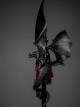Gorgeous Noble Elegant Rights Power Ruby Rose Dark Gothic Lolita Demon Western Black Dragon Long Staff