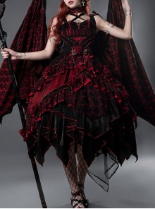 Astoria Series Flower Ruby Demonic Black Dragon Tea Party Gorgeous Gothic Lolita Rose Bowknot Sleeveless Dress Necklace Set